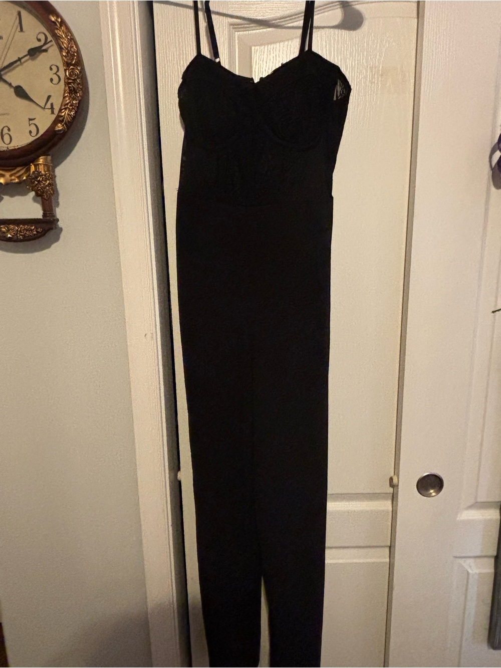 Elegant Black Spaghetti-Strap Jumpsuit with Bust Detail